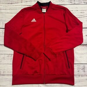 Adidas Zip Track Jacket Red 3 Stripes Sleeves Women's Size Medium 12-14